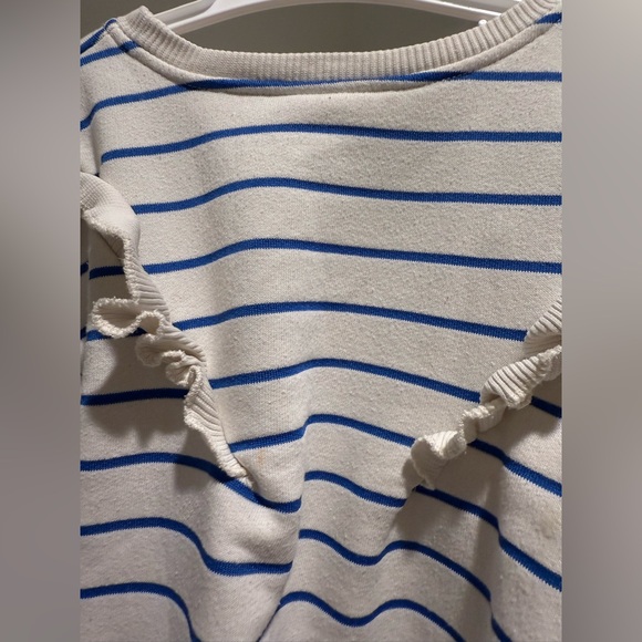 Zara Blue Striped Ruffle Top - Picture 3 of 4